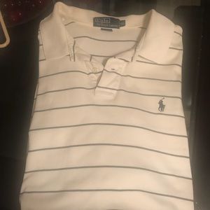 2xl Mens stripped Polo, white w/thin black stripes
